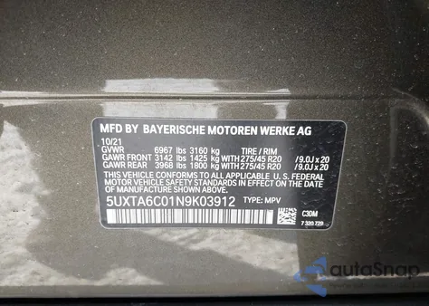 2022 BMW X5 Phev xDrive45E z USA, uszkodzony, nr VIN 5UXTA6C01N9K03912